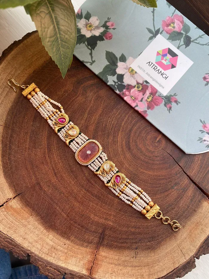 attrangi Bracelets Mrinali Pearl Gold Indian Bracelet Sone Pe Suhaga Collection attrangi Bracelets Mrinali Pearl Gold Indian Bracelet Sone Pe Suhaga Collection