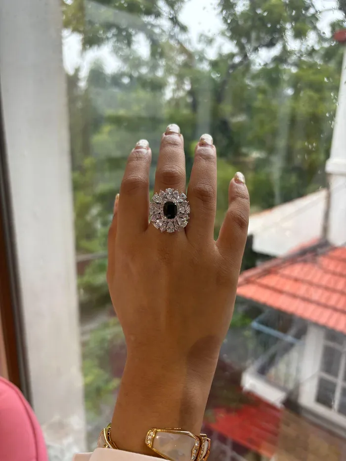 attrangi Rings Queenie Cocktail Diamond Ring Coloured Stone