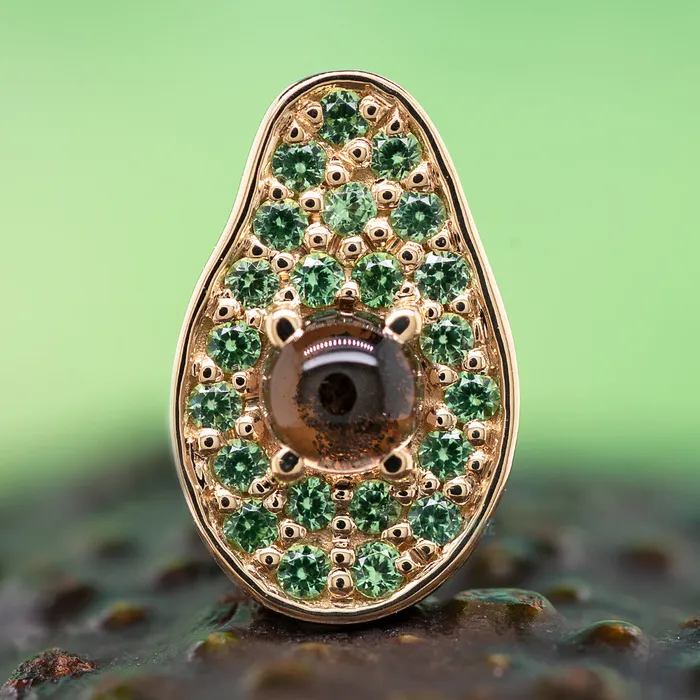 Avocado Threaded End in Gold with Tsavorite Smoky Quartz Body Vision BVLA Earrings