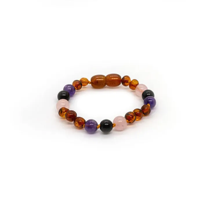 Baltic Amber Necklace Dark Amber Pink Rose Quartz Amethyst Shungite Baltic Essentials Necklaces