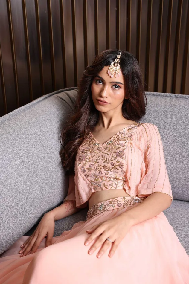 Bharosemand Polki Maangtika in Pink Beads attrangi1 Earrings