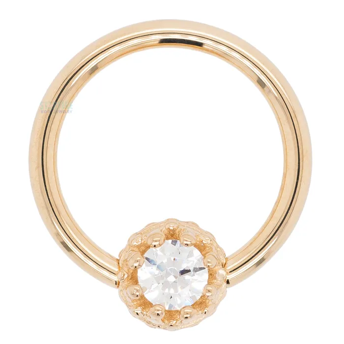 Body Vision BVLA Crown Captive Bead Ring CBR in Gold with White CZ Rings