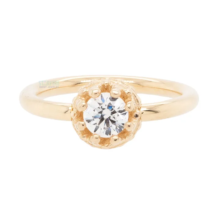 Body Vision BVLA Crown Captive Bead Ring CBR in Gold with White CZ Rings