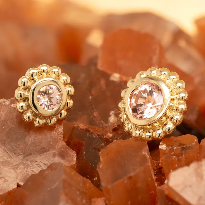 Body Vision BVLA Earrings Beaded Raine Threaded End in Gold with Champagne Sapphire