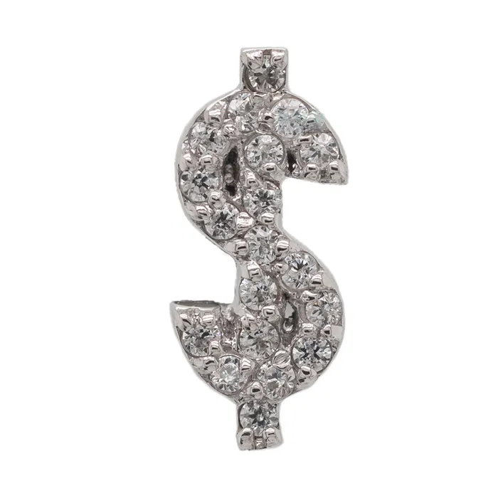Body Vision BVLA Earrings Micro Pave Symbol Threaded End in Gold with CZs