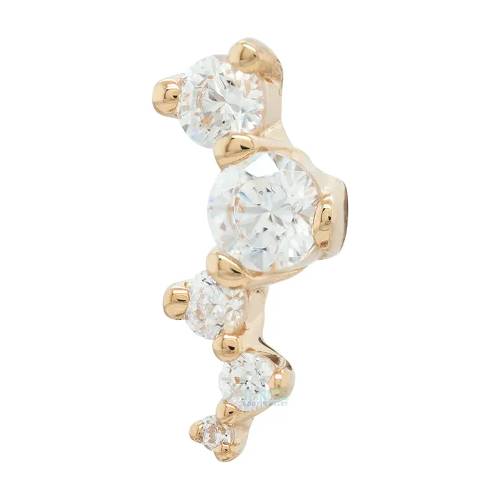 Body Vision BVLA Necklaces Ripple Threaded End in Gold with White CZs
