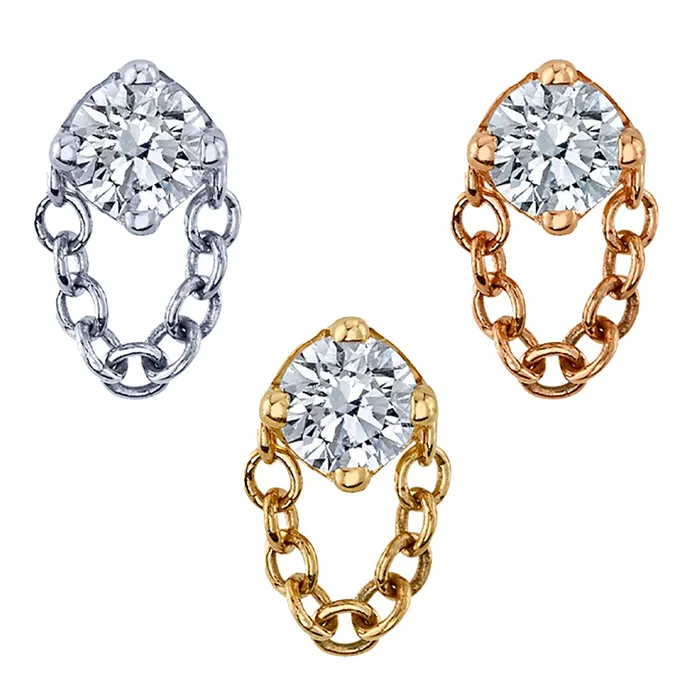 Body Vision BVLA Necklaces threadless Rianna Pin in Gold with White CZ