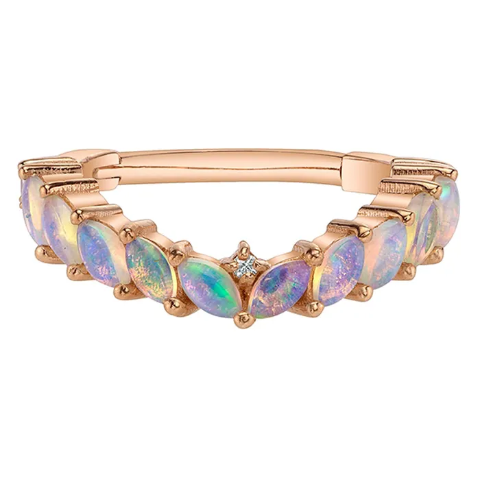 Body Vision BVLA Rings Carmel Hinge Ring in Gold with Genuine White Opal Diamonds Body Vision BVLA Rings Carmel Hinge Ring in Gold with Genuine White Opal Diamonds