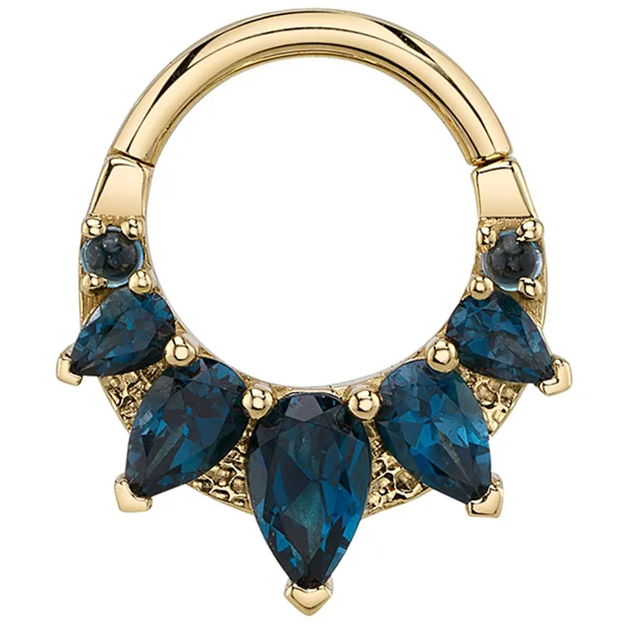 Body Vision BVLA Rings Petite Penny Hinge Ring in Gold with London Blue Topaz