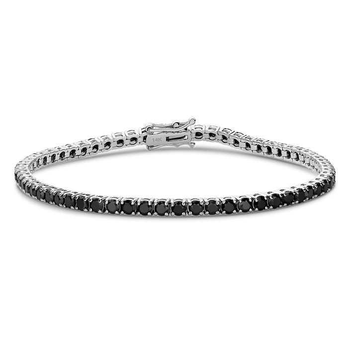Bracelets Solid Gold Black Diamond 14k White Gold Tennis Bracelet
