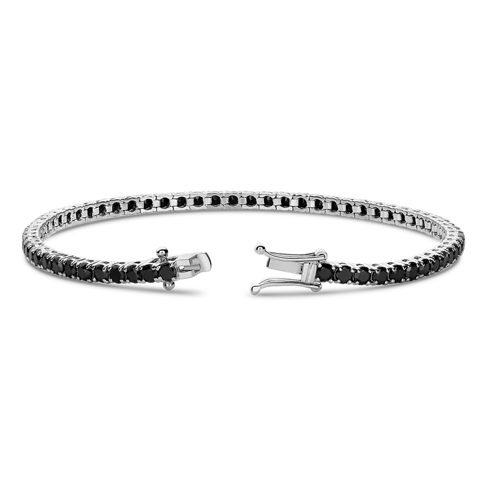 Bracelets Solid Gold Black Diamond 14k White Gold Tennis Bracelet