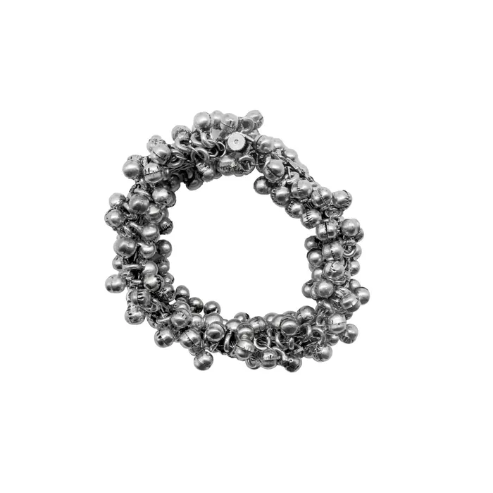 Bracelets Teejh Teejh Geeta Rawa Work Silver Oxidized Ghungroo Bangle Bracelets Teejh Teejh Geeta Rawa Work Silver Oxidized Ghungroo Bangle