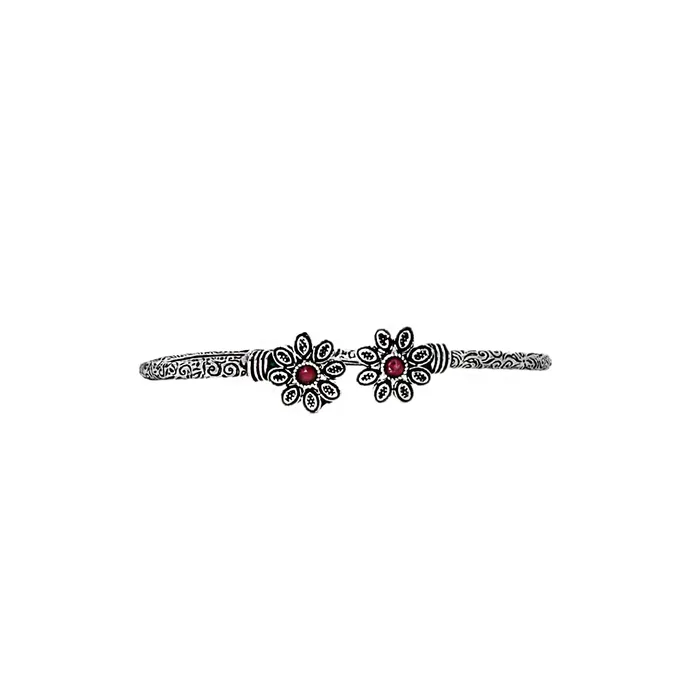 Bracelets Teejh Teejh Saroj Silver Oxidised Floral Bracelet Bracelets Teejh Teejh Saroj Silver Oxidised Floral Bracelet