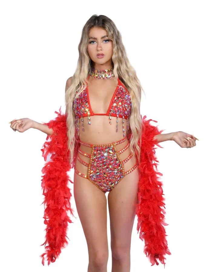 Bright Red Boa THE LUMI SHOP Earrings