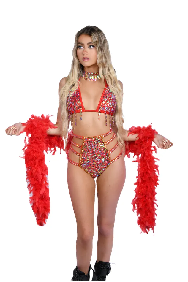 Bright Red Boa THE LUMI SHOP Earrings