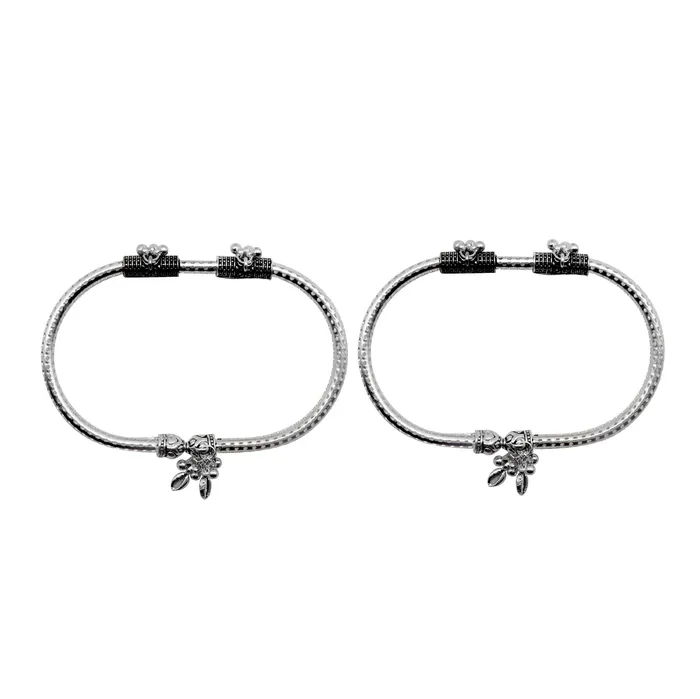 Charm Necklaces Teejh Teejh Double Cylindrical Silver Oxidized Charm Anklets Charm Necklaces Teejh Teejh Double Cylindrical Silver Oxidized Charm Anklets