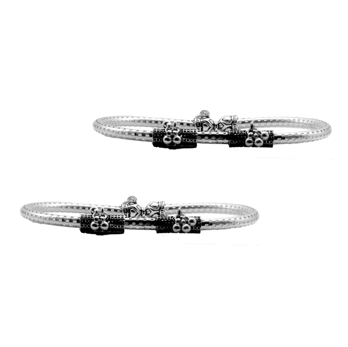 Charm Necklaces Teejh Teejh Double Cylindrical Silver Oxidized Charm Anklets Charm Necklaces Teejh Teejh Double Cylindrical Silver Oxidized Charm Anklets
