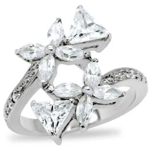 CJ151TK Wholesale Stainless Steel Clear Cubic Zirconia Floral Cluster Ring Green Rings CJ151TK Wholesale Stainless Steel Clear Cubic Zirconia Floral Cluster Ring Green Rings