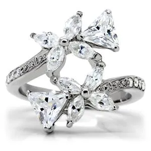 CJ151TK Wholesale Stainless Steel Clear Cubic Zirconia Floral Cluster Ring Green Rings