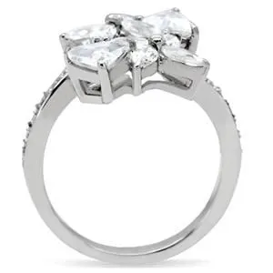 CJ151TK Wholesale Stainless Steel Clear Cubic Zirconia Floral Cluster Ring Green Rings