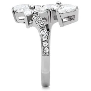 CJ151TK Wholesale Stainless Steel Clear Cubic Zirconia Floral Cluster Ring Green Rings