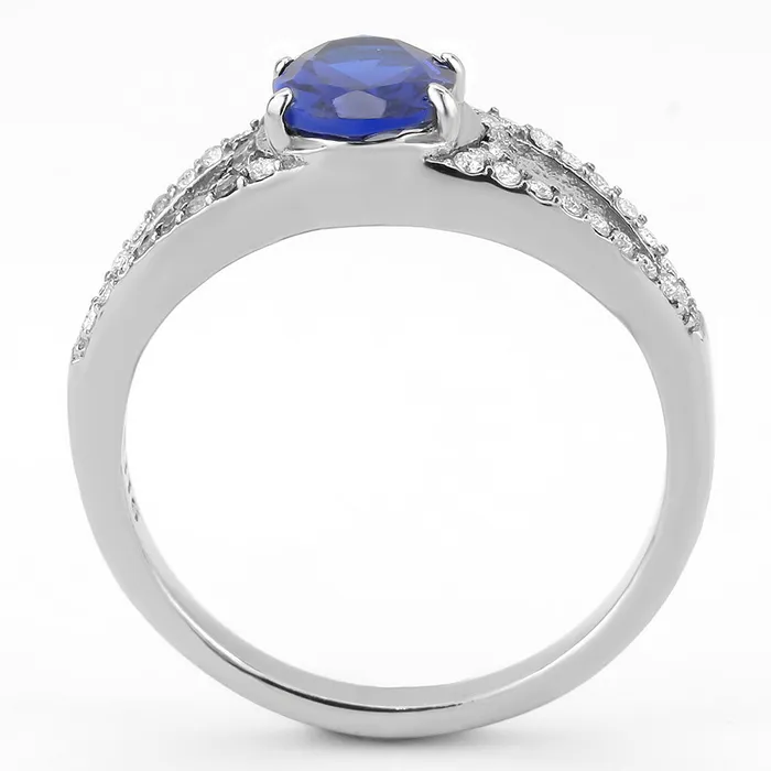 CJ306 Wholesale Womens Stainless Steel London Blue Spinel Minimal Engagement Ring Green Rings