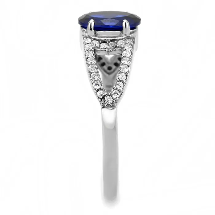 CJ306 Wholesale Womens Stainless Steel London Blue Spinel Minimal Engagement Ring Green Rings