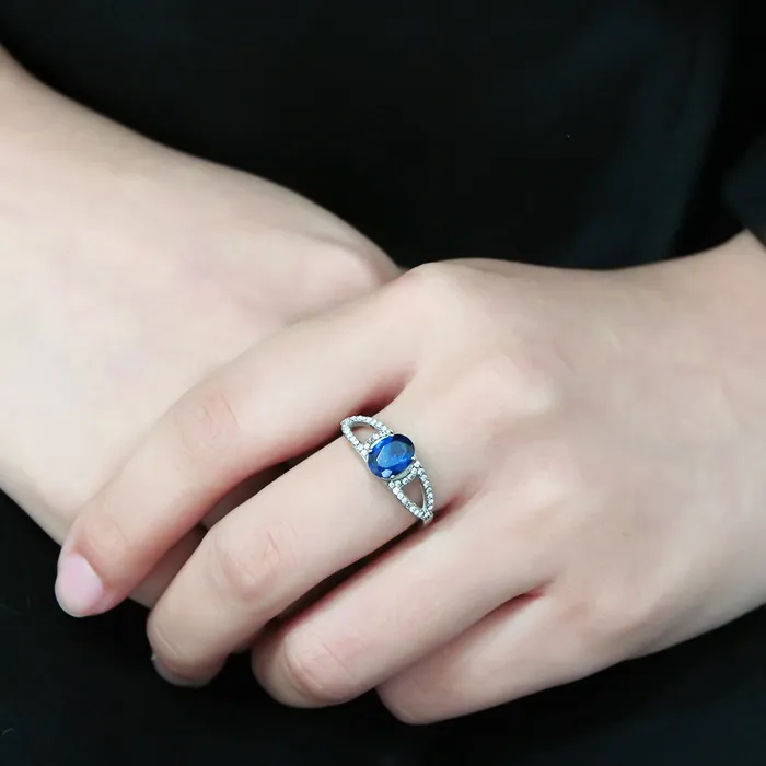 CJ306 Wholesale Womens Stainless Steel London Blue Spinel Minimal Engagement Ring Green Rings