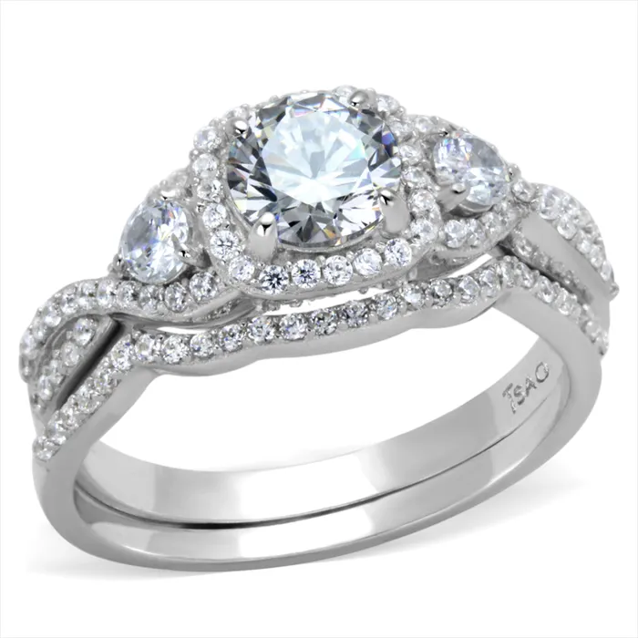 CJ352 Wholesale Womens 925 Sterling Silver Rhodium AAA Grade CZ Clear Ring Set Green Rings CJ352 Wholesale Womens 925 Sterling Silver Rhodium AAA Grade CZ Clear Ring Set Green Rings
