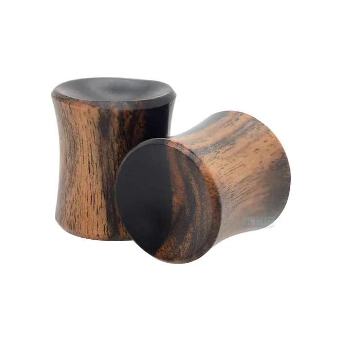 Concave Wood Plugs Tiger Ebony Diablo Organics Earrings
