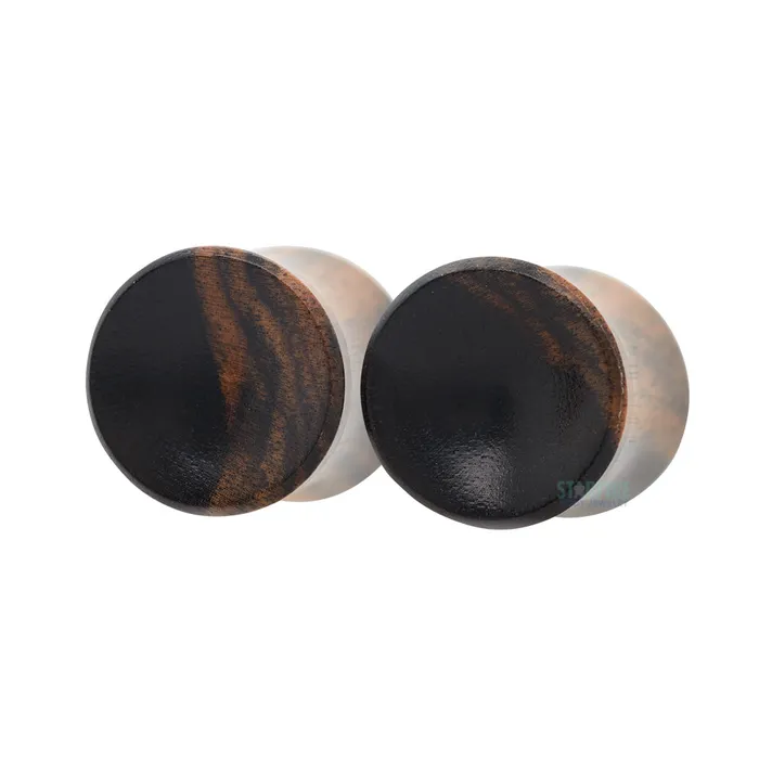 Concave Wood Plugs Tiger Ebony Diablo Organics Earrings