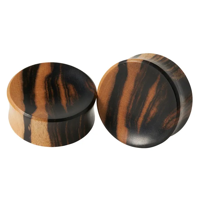 Concave Wood Plugs Tiger Ebony Diablo Organics Earrings