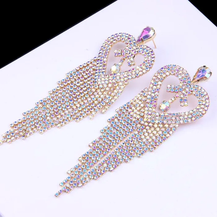 Diamond Heart Rhinestone Earrings THE LUMi SHOP Earrings