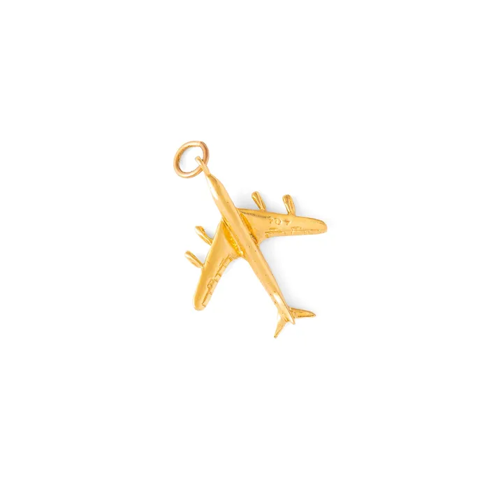 Earrings Airplane 707 14K Gold Charm Vintage