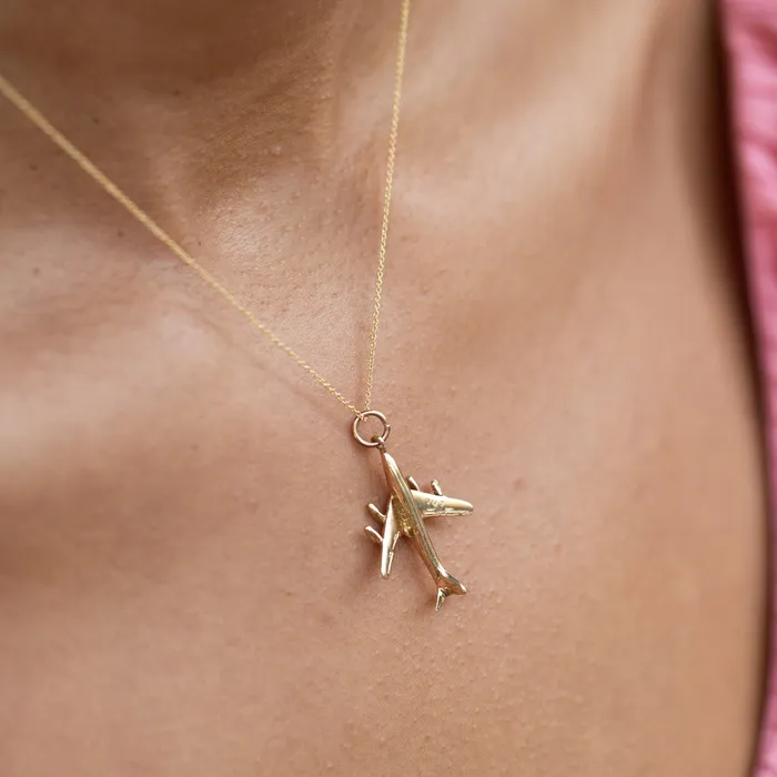 Earrings Airplane 707 14K Gold Charm Vintage