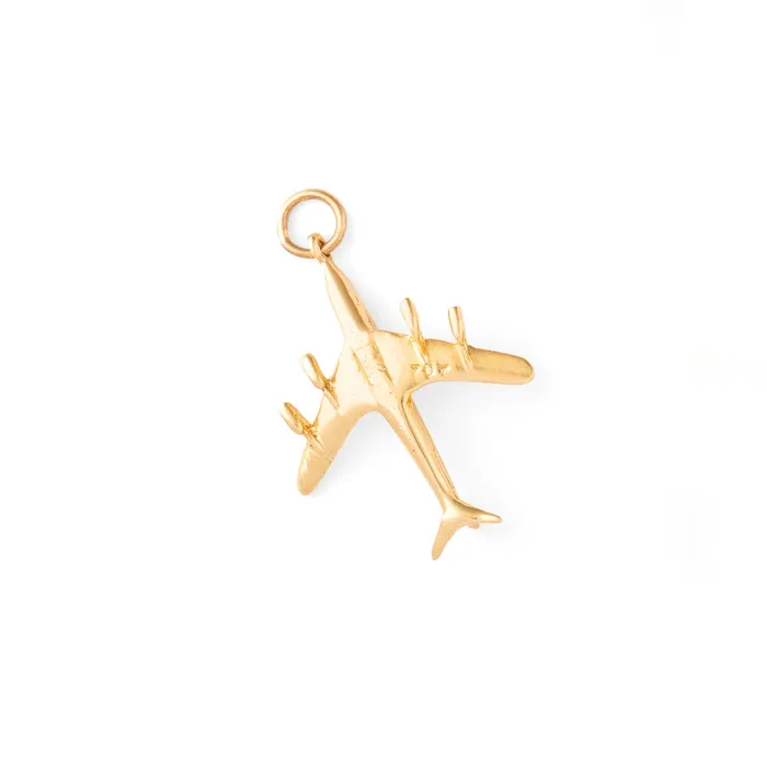 Earrings Airplane 707 14K Gold Charm Vintage