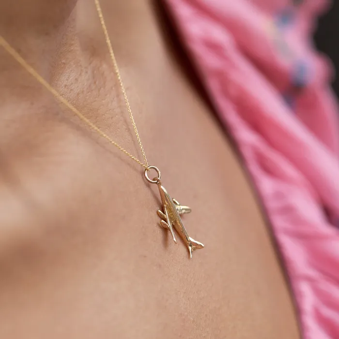 Earrings Airplane 707 14K Gold Charm Vintage
