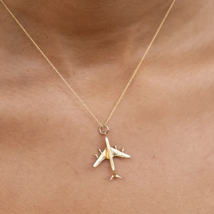 Earrings Airplane 707 14K Gold Charm Vintage