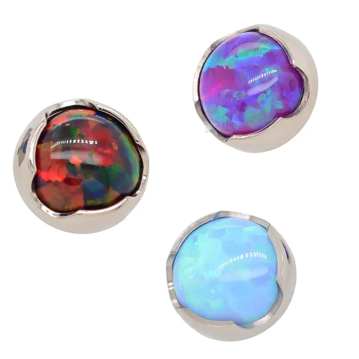 Earrings Anatometal 4mm ProngSet Opal Cabochon Threaded End