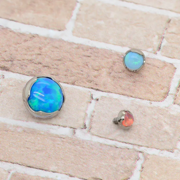 Earrings Anatometal 4mm ProngSet Opal Cabochon Threaded End