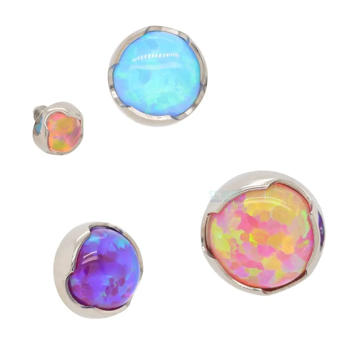 Earrings Anatometal 4mm ProngSet Opal Cabochon Threaded End