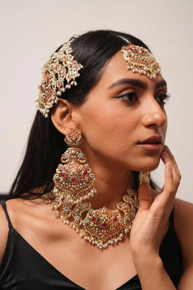 Earrings Attrangi Zeba Jadaau Navratna Heavy Indian Set