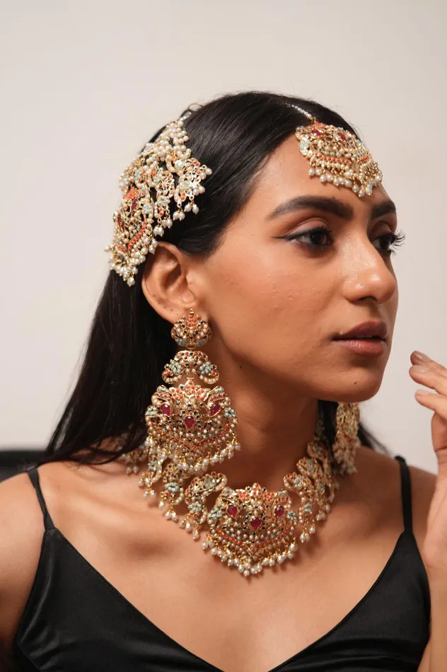 Earrings Attrangi Zeba Jadaau Navratna Heavy Indian Set