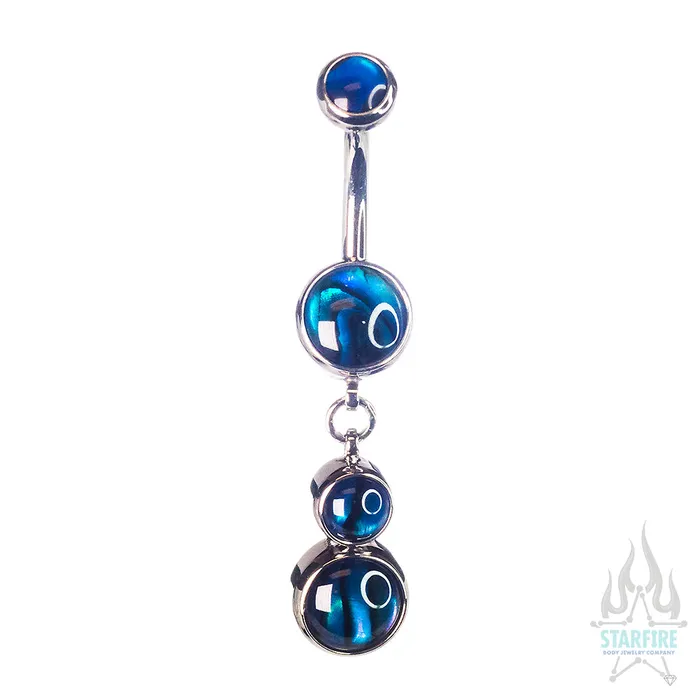 Earrings BezelSet Natural Stone Navel Curve with Dangle 5 Industrial Strength IS