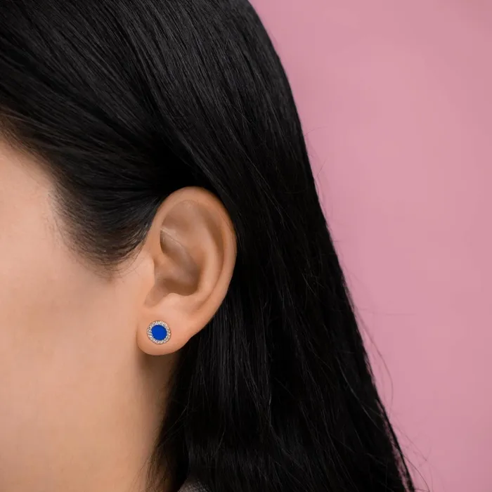 Earrings Blue Diamond Halo Earrings Alexis Jae