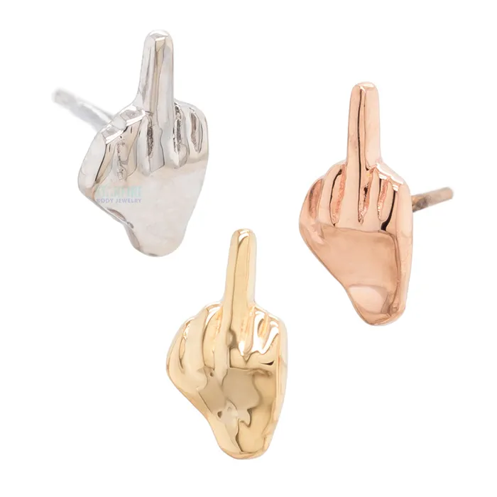 Earrings Body Vision BVLA threadless The Majeure middle finger Pin in Gold