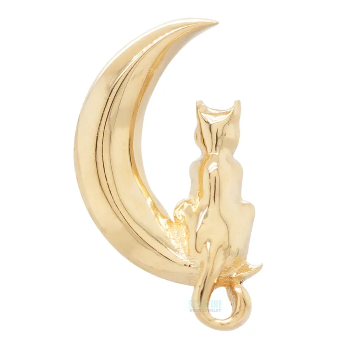 Earrings Cat Moon Threaded End in Gold Anatometal