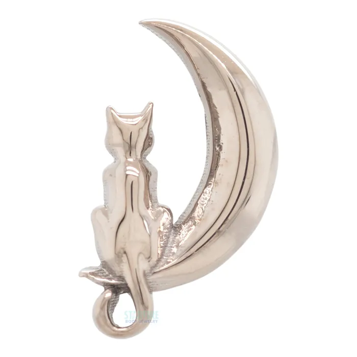 Earrings Cat Moon Threaded End in Gold Anatometal
