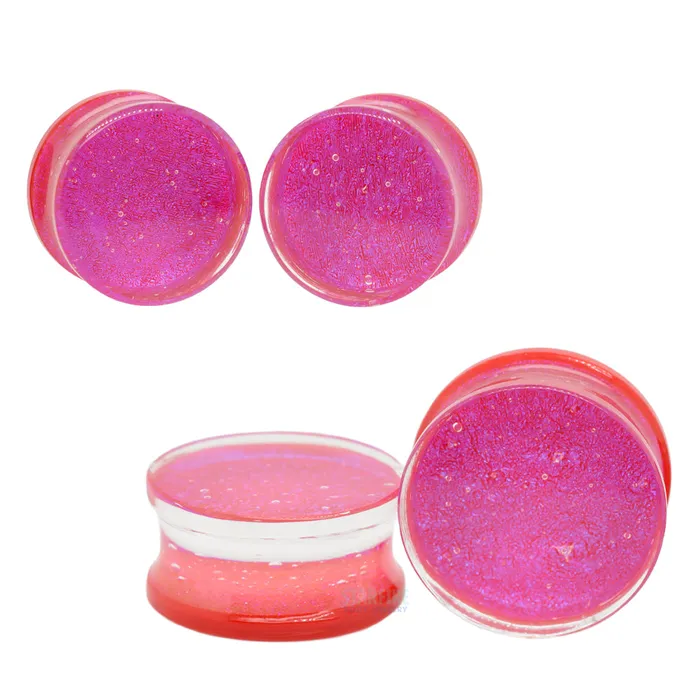 Earrings Fused Dichroic Glass Plugs Magenta Gorilla Glass