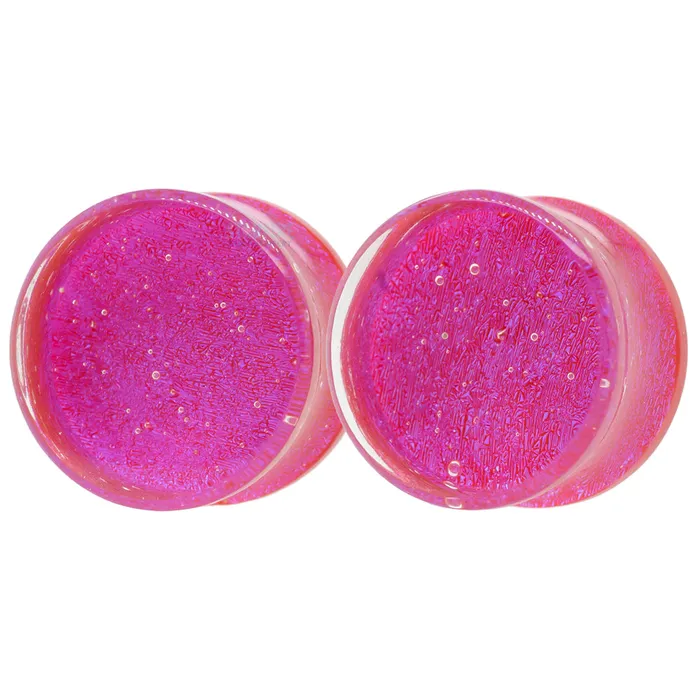 Earrings Fused Dichroic Glass Plugs Magenta Gorilla Glass